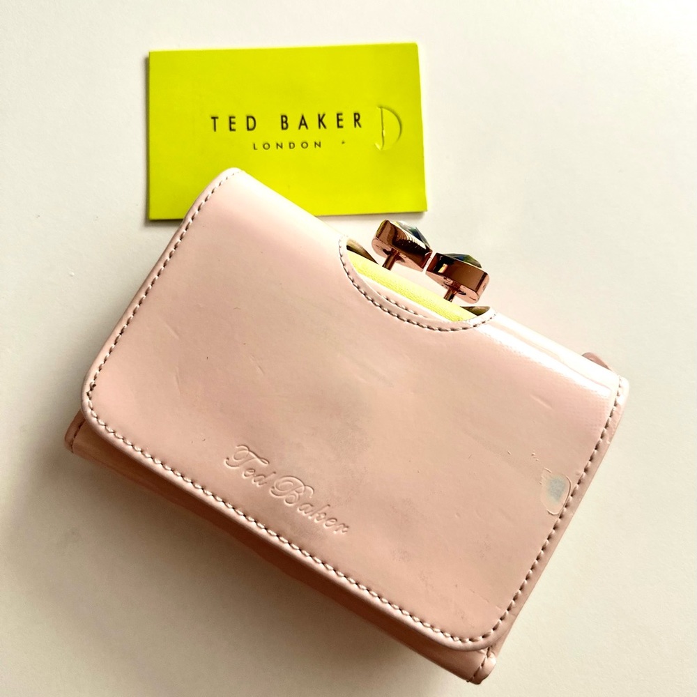Ted Baker Pink Compact Tri-Fold Patent Leather Wallet - Preowned